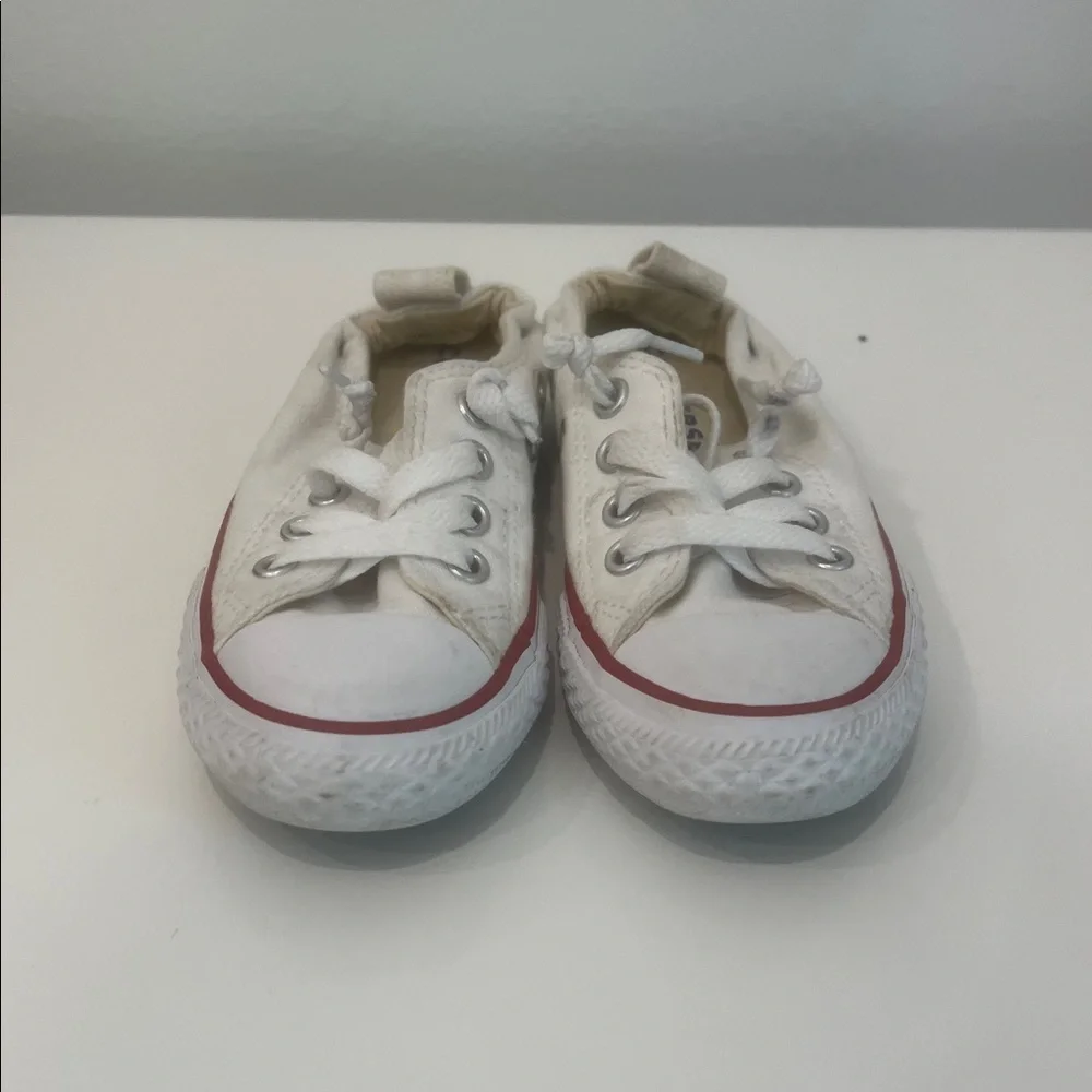 Converse Kids White Canvas Low-Top Sneakers with Red Trim